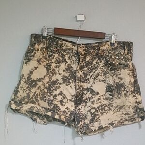 Levi's Black and Cream Distressed Jean Shorts